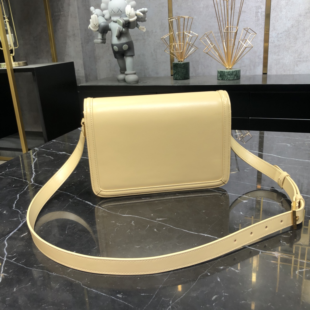 Saint Laurent Solferino Box Medium Calfskin Handbag Shoulder Bag Light Apricot 634305 